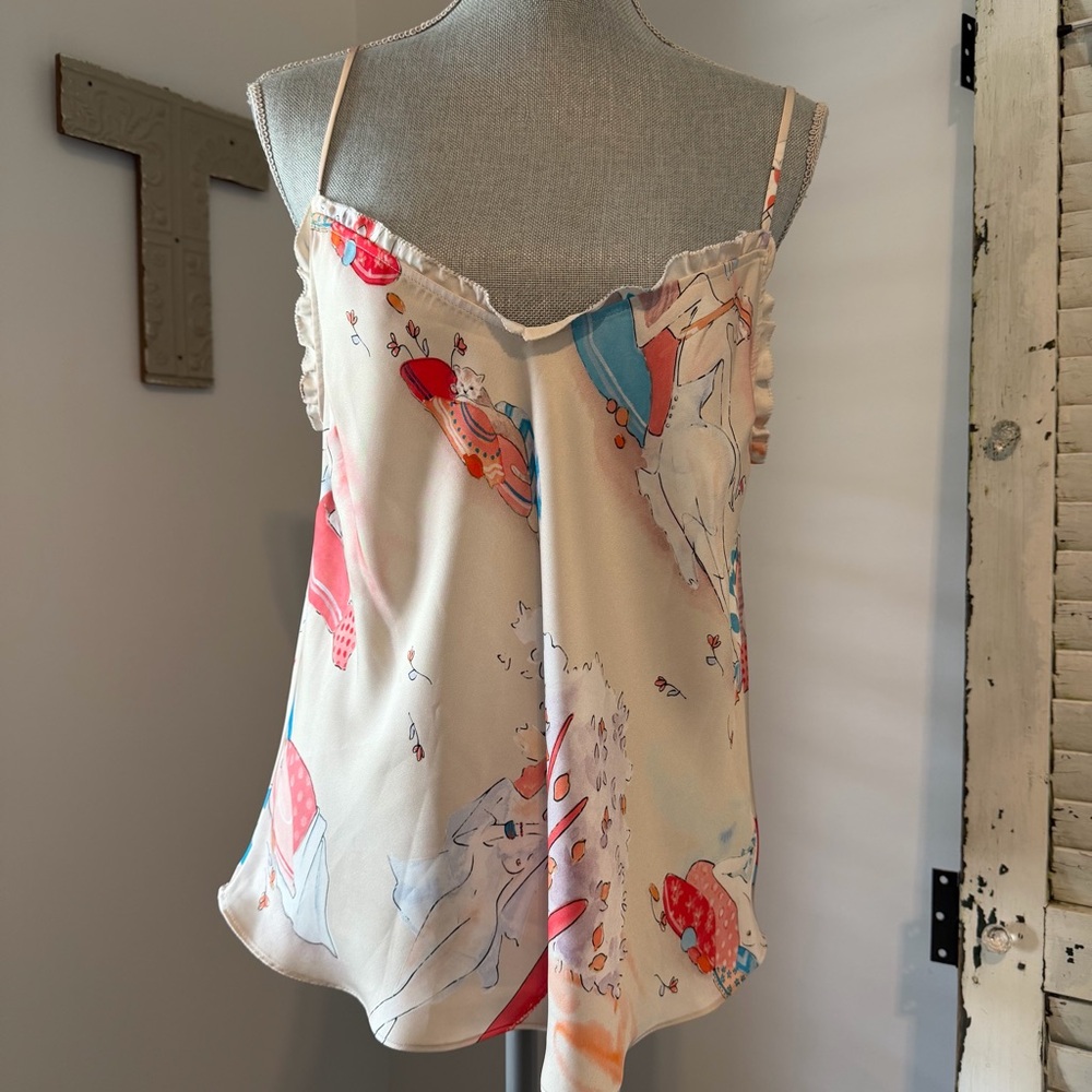 ARITZIA Wilfred satin lady ruffle camisole size large